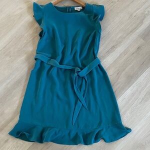 LOFT Turquoise Mini Dress with Tie Waist